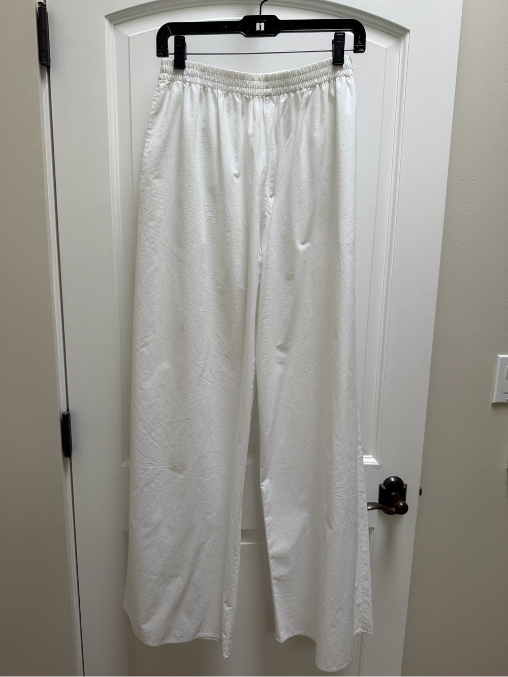 The Row White Cotton Pull-On Wide Leg Pants Size S Made in Italy